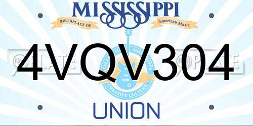 4VQV304 Mississippi License Plate