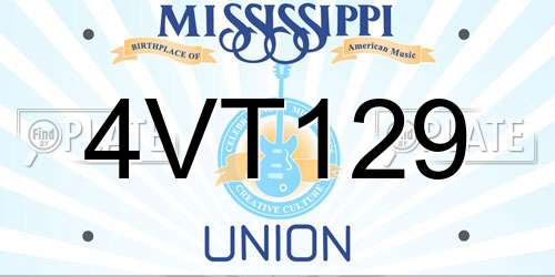 4VT129 Mississippi License Plate