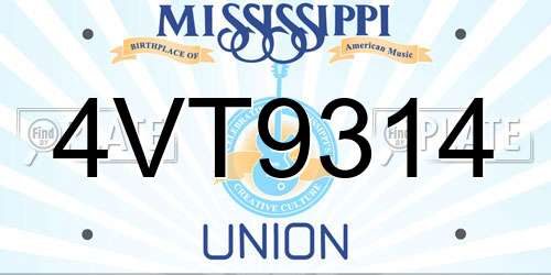 4VT9314 Mississippi License Plate