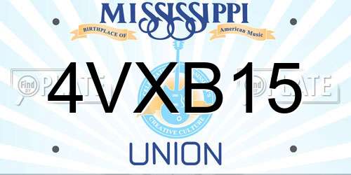 4VXB15 Mississippi License Plate