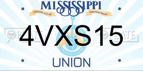 4VXS15 Mississippi License Plate