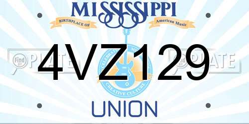 4VZ129 Mississippi License Plate