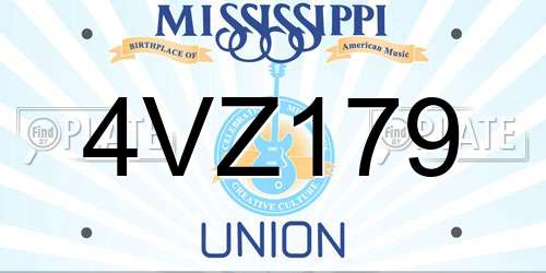 4VZ179 Mississippi License Plate