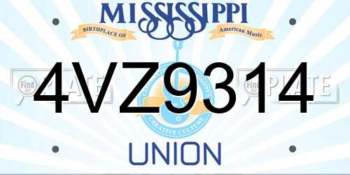 4VZ9314 Mississippi License Plate