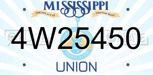 4W25450 Mississippi License Plate