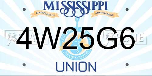 4W25G6 Mississippi License Plate