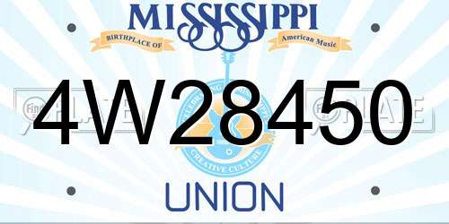 4W28450 Mississippi License Plate
