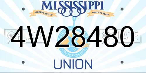 4W28480 Mississippi License Plate