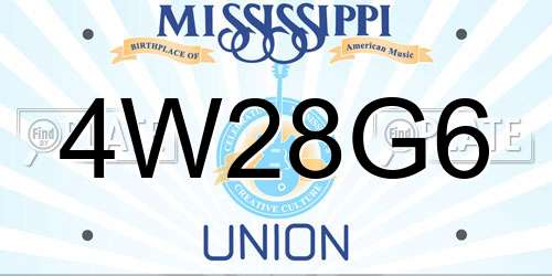 4W28G6 Mississippi License Plate