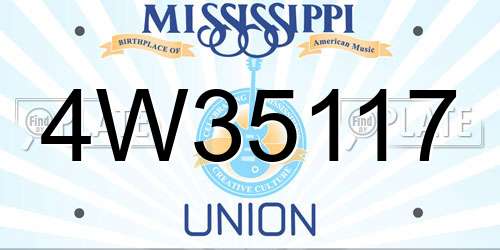 4W35117 Mississippi License Plate