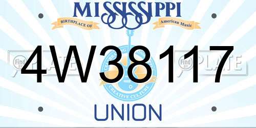 4W38117 Mississippi License Plate