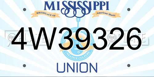 4W39326 Mississippi License Plate