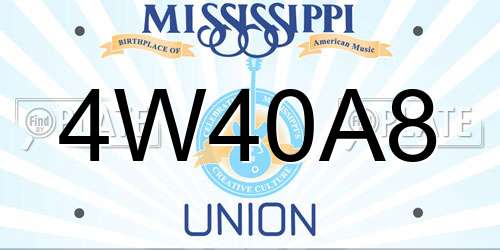 4W40A8 Mississippi License Plate