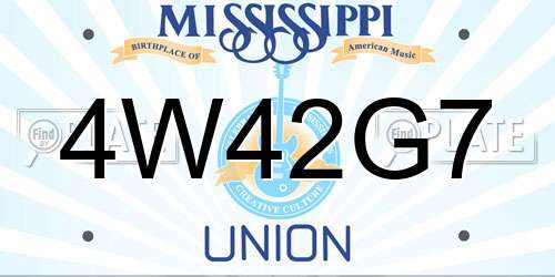 4W42G7 Mississippi License Plate
