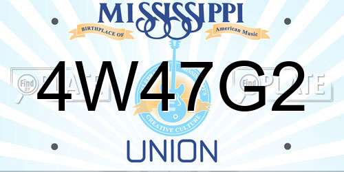 4W47G2 Mississippi License Plate