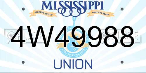 4W49988 Mississippi License Plate