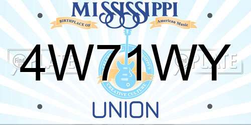 4W71WY Mississippi License Plate