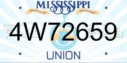 4W72659 Mississippi License Plate