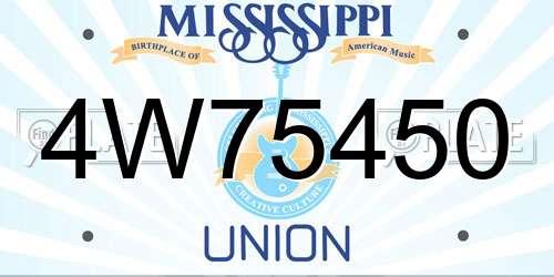 4W75450 Mississippi License Plate