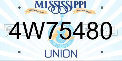 4W75480 Mississippi License Plate