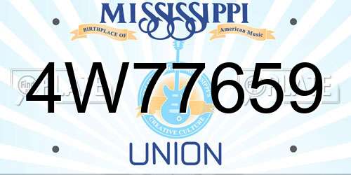 4W77659 Mississippi License Plate