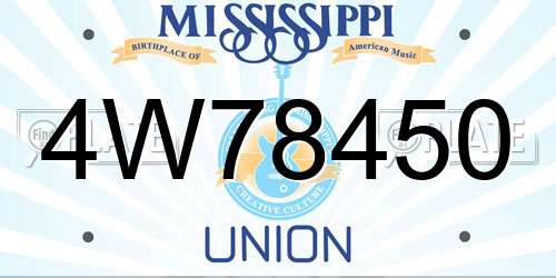 4W78450 Mississippi License Plate