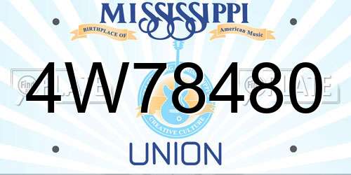 4W78480 Mississippi License Plate