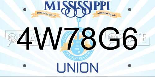 4W78G6 Mississippi License Plate