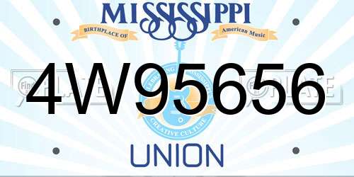 4W95656 Mississippi License Plate