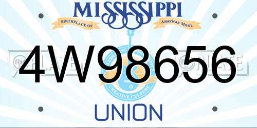 4W98656 Mississippi License Plate