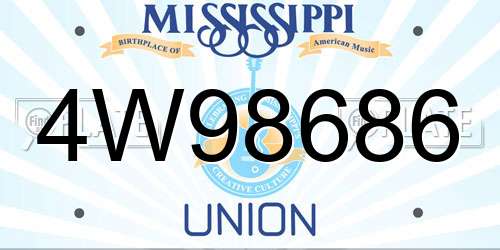 4W98686 Mississippi License Plate