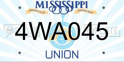 4WA045 Mississippi License Plate