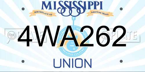 4WA262 Mississippi License Plate