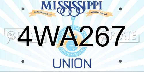 4WA267 Mississippi License Plate