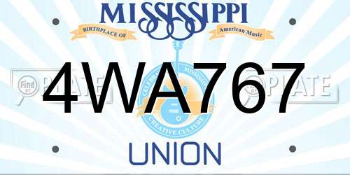 4WA767 Mississippi License Plate