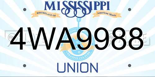 4WA9988 Mississippi License Plate