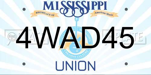 4WAD45 Mississippi License Plate