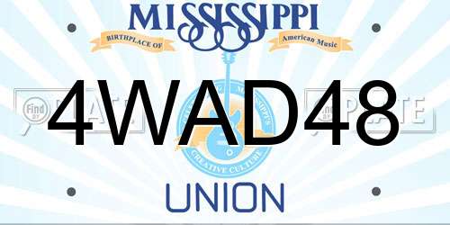 4WAD48 Mississippi License Plate