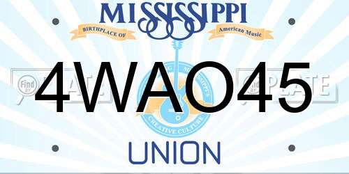 4WAO45 Mississippi License Plate