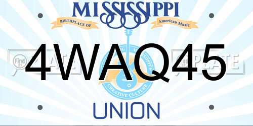 4WAQ45 Mississippi License Plate