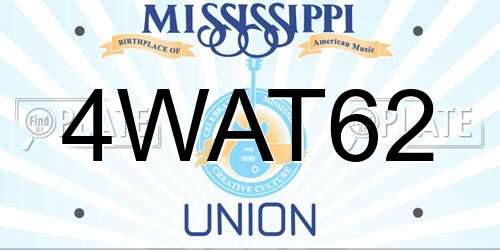 4WAT62 Mississippi License Plate