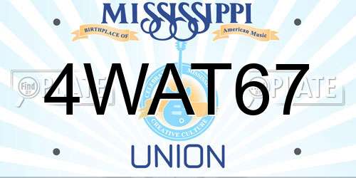 4WAT67 Mississippi License Plate