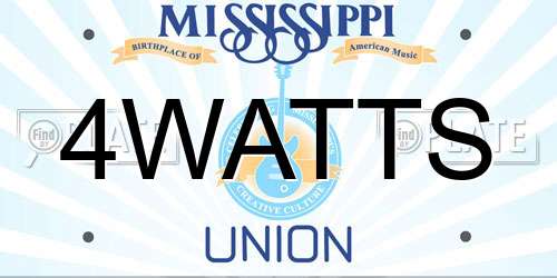 4WATTS Mississippi License Plate