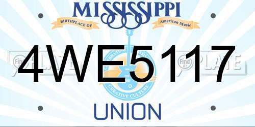 4WE5117 Mississippi License Plate