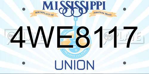 4WE8117 Mississippi License Plate