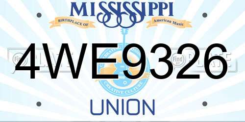 4WE9326 Mississippi License Plate