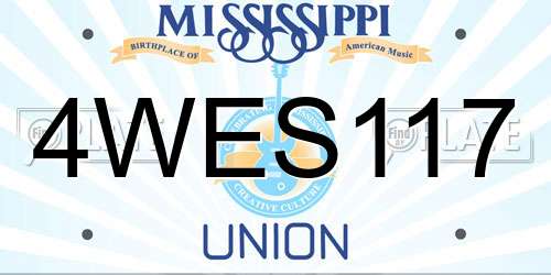 4WES117 Mississippi License Plate