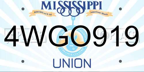 4WGO919 Mississippi License Plate