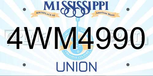 4WM4990 Mississippi License Plate