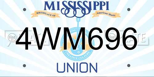 4WM696 Mississippi License Plate